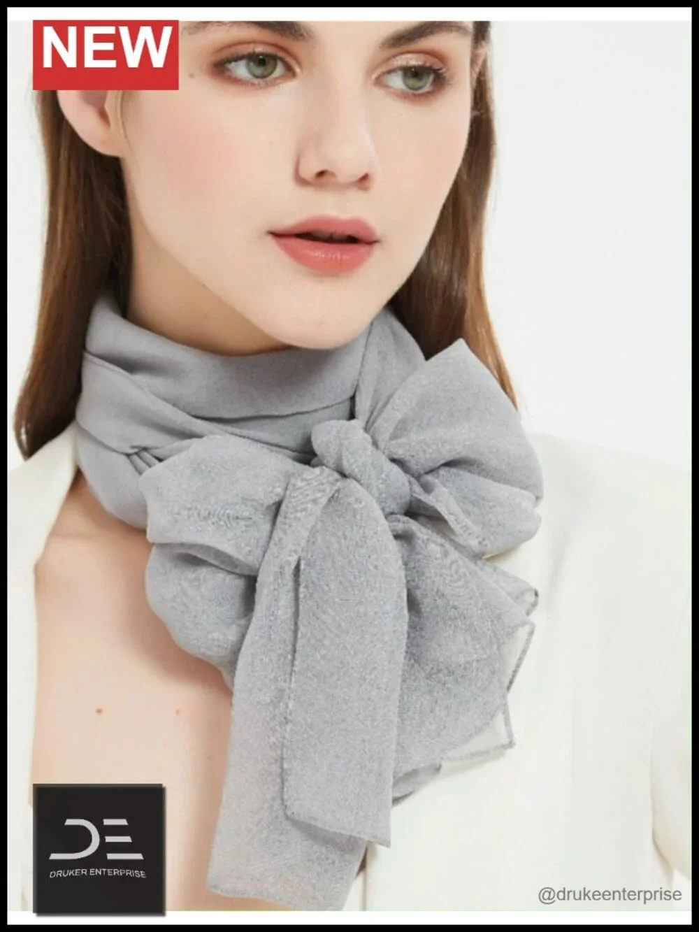 Long Chiffon Sheer Fashion Scarf, Silk/Polyester, Lightweight, Breathable